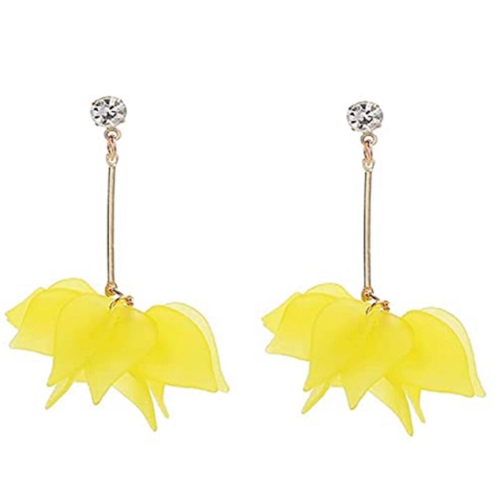 Acrylic Flower Petal Rhinestone Earrings